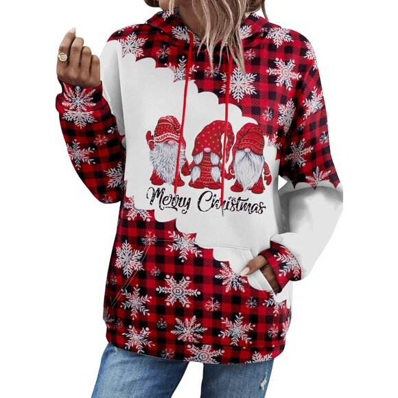 Women Christmas Sweatshirt Cotton Blend Long Sleeve Casual Holiday Tee - Picture 3 of 5